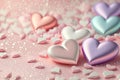 Valentines day background with hearts in pink colors. Abstract design in pastel tones. Generative AI