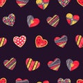 Valentines day background with patterned hearts.