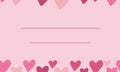 Valentines Day Background. Pink Hearts Top and Bottom Border Frame. Vector Frame with Space for your Text Royalty Free Stock Photo