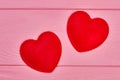 Valentines Day background with red fluffy hearts.