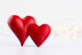 Red hearts on grey background. Valentines daz greeting cards