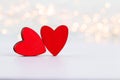 Red hearts on grey background. Valentines daz greeting cards