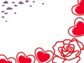 Valentines day background red hearts love border rose flower Royalty Free Stock Photo