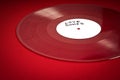 Valentines Day background with red LP record with love songs on red background