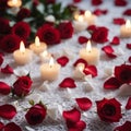 Valentines day background red roses, AI generated image Royalty Free Stock Photo