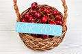 Valentines day background with ripe cherries. Royalty Free Stock Photo