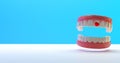 Valentines Day background, romantics wallpaper for dentists. teeth and a heart. copy space. 3D image, 3D rendering