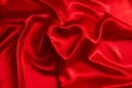 Valentines Day Background, Valentine Heart Red Silk Royalty Free Stock Photo