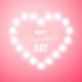 Valentines Day background. Vector retro light sign. Glow heart illustration Royalty Free Stock Photo