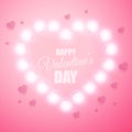 Valentines Day background. Vector retro light sign. Glow heart illustration Royalty Free Stock Photo