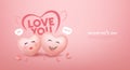 Valentines day, Balloon heart man and woman love each other, love you message, design background