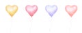 Valentines Day balloons. Bunch of realistic pastel colors balloons of heart shape