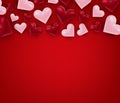 Valentines Day banner background with 3d pink and red hearts. Love design concept. Romantic invitation or sale offer promo Royalty Free Stock Photo