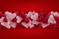 Valentines Day banner background with 3d pink and red hearts. Love design concept. Romantic invitation or sale offer promo Royalty Free Stock Photo