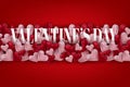 Valentines Day banner background with 3d pink and red hearts. Love design concept. Romantic invitation or sale offer promo Royalty Free Stock Photo