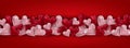 Valentines Day banner or header. Background with 3d pink and red hearts. Love design concept. Royalty Free Stock Photo