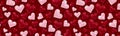 Valentines Day banner or header. Background with 3d pink and red hearts. Love design concept Royalty Free Stock Photo