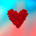 Valentines Day banner with Heart Made of Red Roses petals Isolated on gradient background Royalty Free Stock Photo