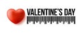 Valentines Day Bar Code with realistic 3d heart. Love valentine day Vector illustration sale concept