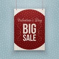 Valentines Day big Sale Text on hanging Banner Royalty Free Stock Photo