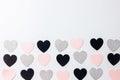 Valentines Day border of colorful paper hearts Royalty Free Stock Photo