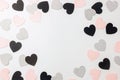 Valentines Day border of colorful paper hearts Royalty Free Stock Photo