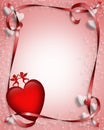Valentines Day Border Hearts and Ribbons Royalty Free Stock Photo