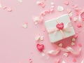 valentines day with box of wedding gift on pink background