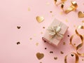 valentines day with box of wedding gift on pink background