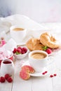 Valentines day breakfast with croissants Royalty Free Stock Photo