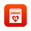 Valentines day calendar icon digital red