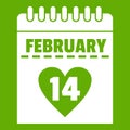 Valentines day calendar icon green