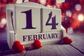 Valentines day calendar showing14 February Royalty Free Stock Photo