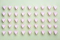Valentines Day candy hearts marshmallows over green background Royalty Free Stock Photo