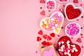 Valentines Day candy side border on a pink background Royalty Free Stock Photo