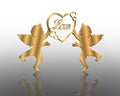 Valentines Day card 3D Gold Cupids Royalty Free Stock Photo