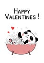 Valentines day card with baby panda vector illustration