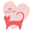 Valentines day card cat love, vector illustration Royalty Free Stock Photo