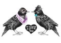 Valentines day card with couple of starlings