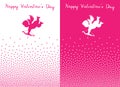 Valentines Day card design set. Cupid silhouette with bow and arrow. Heart background. Amur symbol of love. Vector Royalty Free Stock Photo