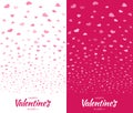 Valentines Day card design set. Heart confetti background. Valentine petals falling on white pink background. Vector. Royalty Free Stock Photo