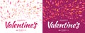 Valentines Day card design set. Heart confetti background. Valentine petals falling on white pink background. Vector. Royalty Free Stock Photo