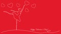 Valentines day card with hearts and ballerina Royalty Free Stock Photo