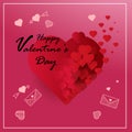 Valentines day card with hearts square size Royalty Free Stock Photo