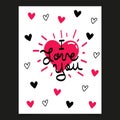 Valentines Day Card with Hearts. Vector Illustration