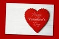 Valentines Day Card With Red Heart On White Wooden Background