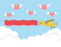 Valentines day card with retro sailplane. blank text area