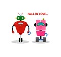 Valentines day card with robots Royalty Free Stock Photo