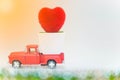 Valentines day , carry on red Truck, Lovely Heart , on