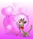 Valentines Day cat with hearts